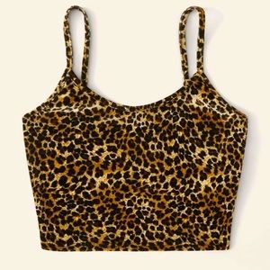 Cropped leopard velvet tank top